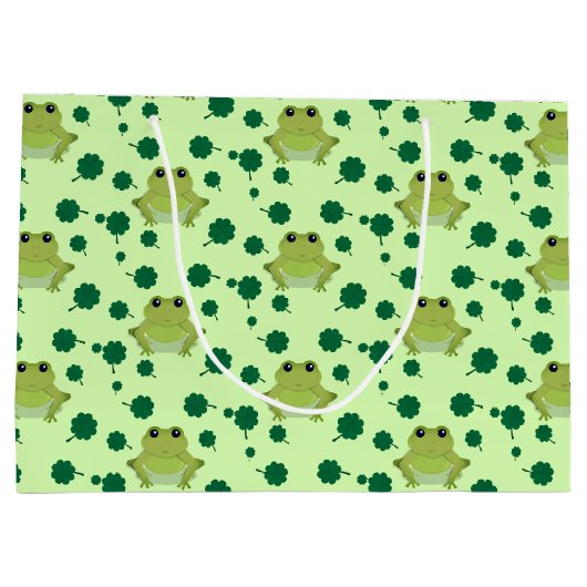 Green Frog Kleeblatt St Patrick's Day Große Geschenktüte (Rückseite)