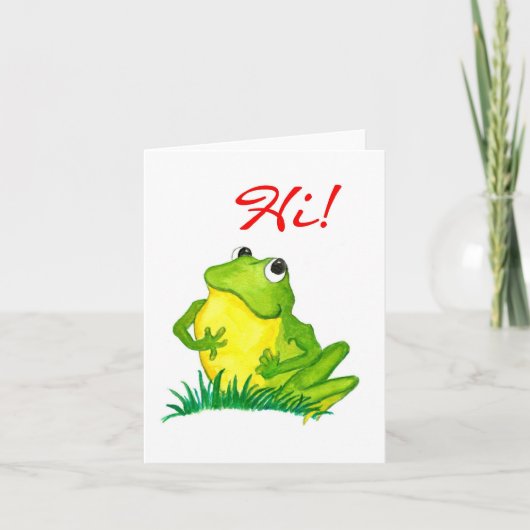 Green Frog Notecard zu sagen 'Hi'! Karte (Vorderseite)