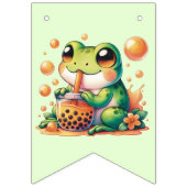 Green Frog Orange Boba Bubble Tee Glücklich Geburt Wimpelkette (Erste Fahne)
