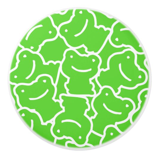 Green Frog Pattern Keramikknauf (Vorderseite)