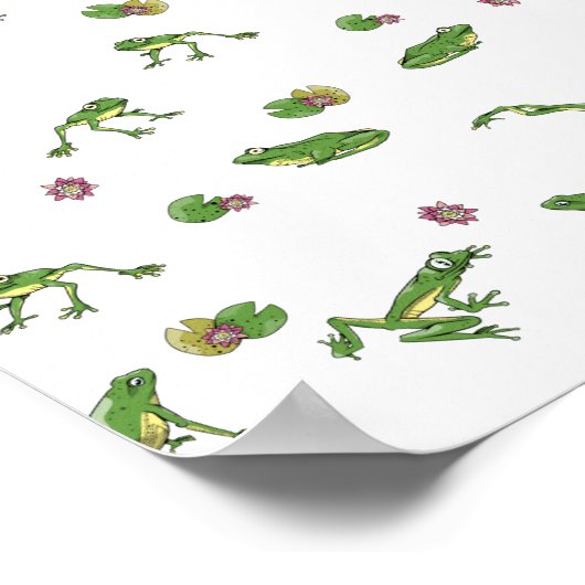 Green Frog Pattern Poster (Ecke)