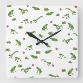 Green Frog Pattern Quadratische Wanduhr (Vorderseite)