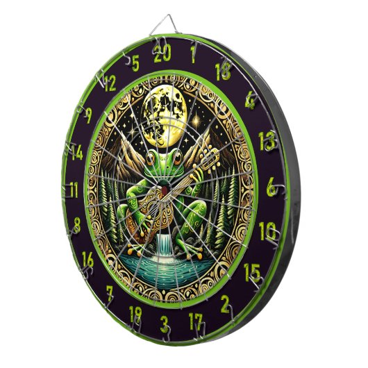 Green Frog spielt Gitarre von Mond Dartscheibe (Vorderseite rechts)