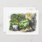 Green Frog Statue Postkarten (Vorne/Hinten)