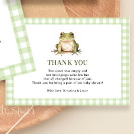 Green Frog Theme Baby Shower Small Dankeskarte