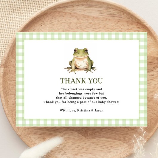 Green Frog Theme Kinderdusche Dankeskarte