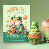 Green Frog und Orange Boba Bubble Tee Party Einladung