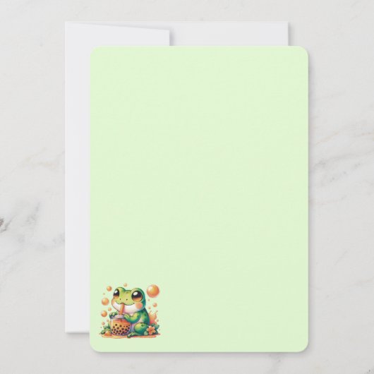 Green Frog und Orange Boba Bubble Tee Party Einladung (Rückseite)