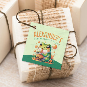 Green Frog und Orange Boba Bubble Tee Party Geschenkanhänger