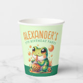Green Frog und Orange Boba Bubble Tee Party Pappbecher (Vorderseite)