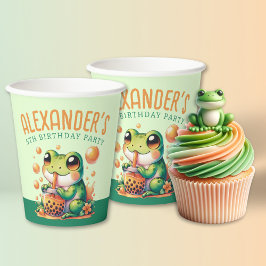 Green Frog und Orange Boba Bubble Tee Party Pappbecher