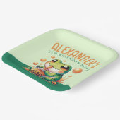 Green Frog und Orange Boba Bubble Tee Party Pappteller (Gewinkelt)