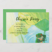 Green Frog Under Lily Pad Party Einladung (Vorne/Hinten)