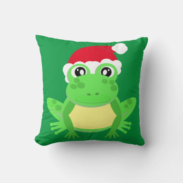 Green Frog Weihnachtsmannmütze Cartoon Novelty Fun Kissen (Vorderseite)