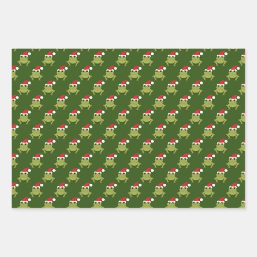Green Frog Weihnachtsmannmütze Cartoon Weihnachten Geschenkpapier Set (Vorderseite)