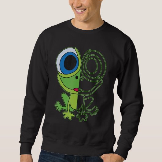 Green frog with big eyes animal motif with toad sweatshirt (Vorderseite)