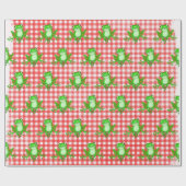Green Frogs on Red Gingham Geschenkpapier (Flach)