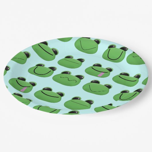 Green Frogs Party Plate Pappteller (Schrägansicht)