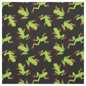 Green Frogs Pattern auf Schwarz Stoff (Muster)
