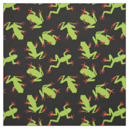 Green Frogs Pattern auf Schwarz Stoff