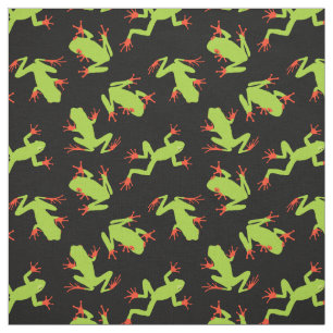 Green Frogs Pattern auf Schwarz Stoff