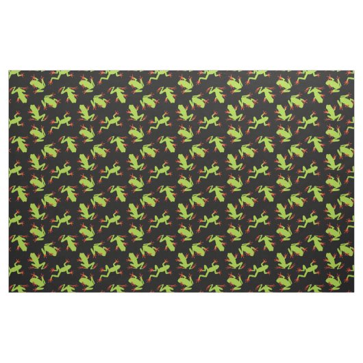 Green Frogs Pattern auf Schwarz Stoff (Fat Quarter (45,7 x 55,9 cm))