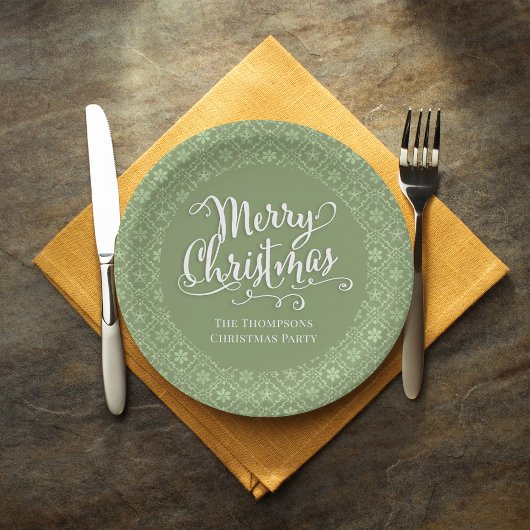 Green Frohe Weihnachts-Party Personalisiert Pappteller