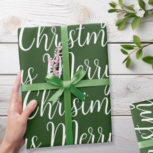 Green Frohe Weihnachts-Script-Feiertag Geschenkpapier