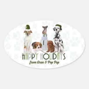 Green from the Pack Holiday Hunde Weihnachten Ovaler Aufkleber