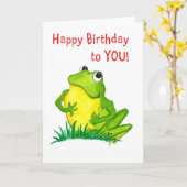 Green Frosch Birthday Card Karte (Gelbe Blume)