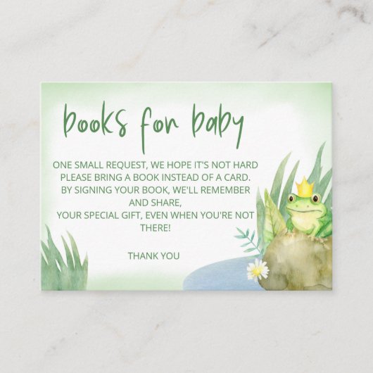 Green Frosch-Bücher für Babytickets Begleitkarte (Vorderseite)