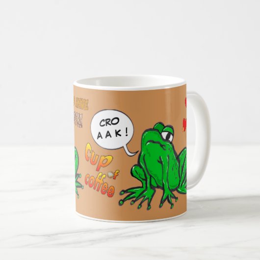 Green Frosch Cartoon Kaffee Lover Kaffee Tasse (VorderseiteRechts)