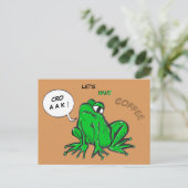 Green Frosch Cartoon Kaffeezeit Postkarte (Stehend Vorderseite)