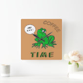 Green Frosch Cartoon Kaffeezeituhr Quadratische Wanduhr (Zuhause)