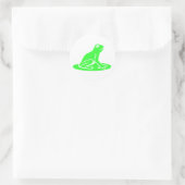 Green Frosch on White Runder Aufkleber (Tasche)
