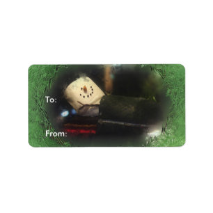 Green Frosty S'mores Snowman Gift Labels Adressaufkleber