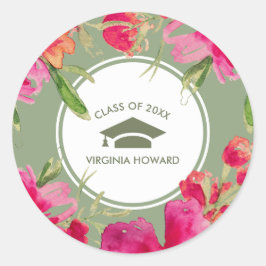 Green Fuchsia Floral Custom Abschluss Runder Aufkleber