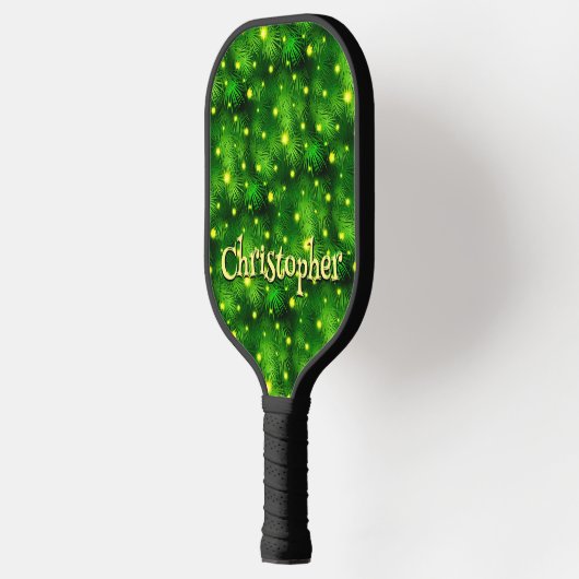Green Fun Typografy Individuelle Name Weihnachtsba Pickleball Schläger (Links)