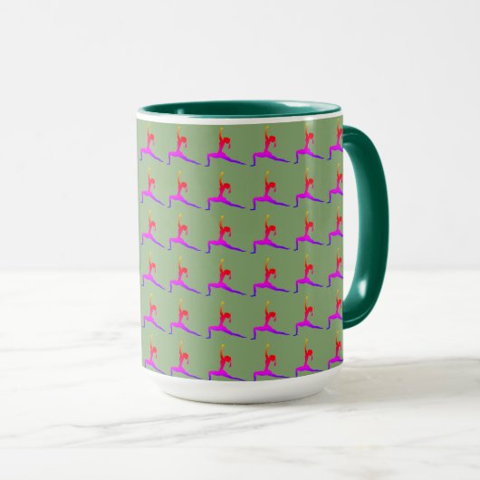 Green 'Fun Yoga Designs' Combo Coffee Tasse/ Cup Tasse (VorderseiteRechts)