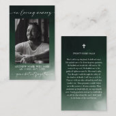 Green Funeral Memorial Prayer Photo Card Visitenkarte (Vorne/Hinten)