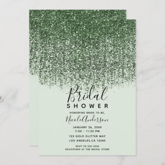 Green Funkelnd Glitzer St Patricks Brautparty Einladung (Vorne/Hinten)
