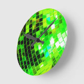 Green Funky Disco Ball Runde Wanduhr (Winkel)