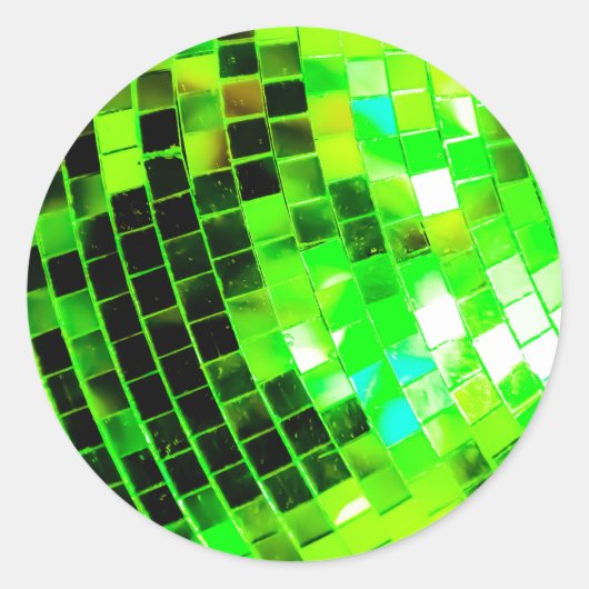 Green Funky Disco Ball Runder Aufkleber (Vorderseite)