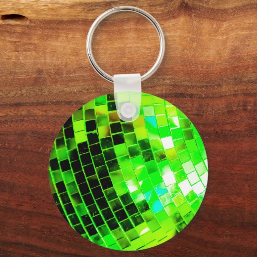 Green Funky Disco Ball Schlüsselanhänger (Vorderseite)