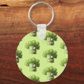 Green Funny Cartoon Broccoli Vegetarian Pattern Schlüsselanhänger (Vorderseite)
