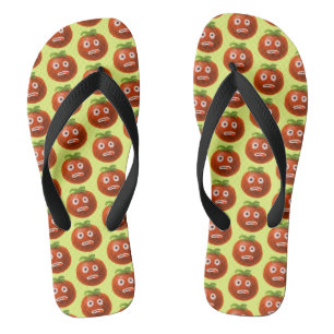 Green Funny Cartoon Tomato Pattern Badesandalen