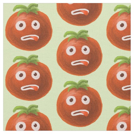 Green Funny Cartoon Tomato Pattern Stoff (Nahaufnahme)