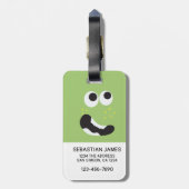 Green Funny Funny Face Personalisiert Gepäckanhänger (Rückseite vertikal)