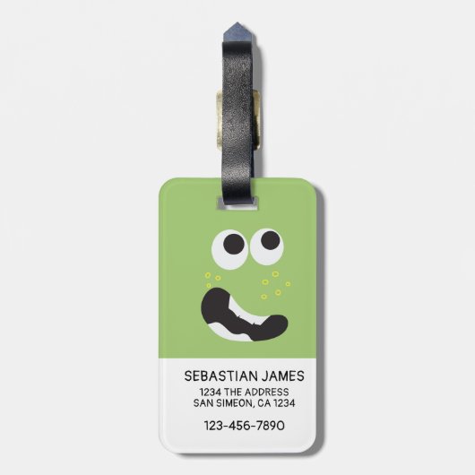 Green Funny Funny Face Personalisiert Gepäckanhänger (Rückseite vertikal)