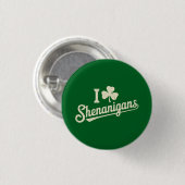 Green Funny Irish Patty's Kleeblatt Saint Patricks Button (Vorne & Hinten)